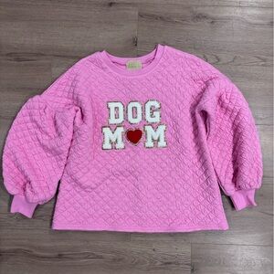 Judith March Pink Quilted Dog Mom Sweatshirt Small